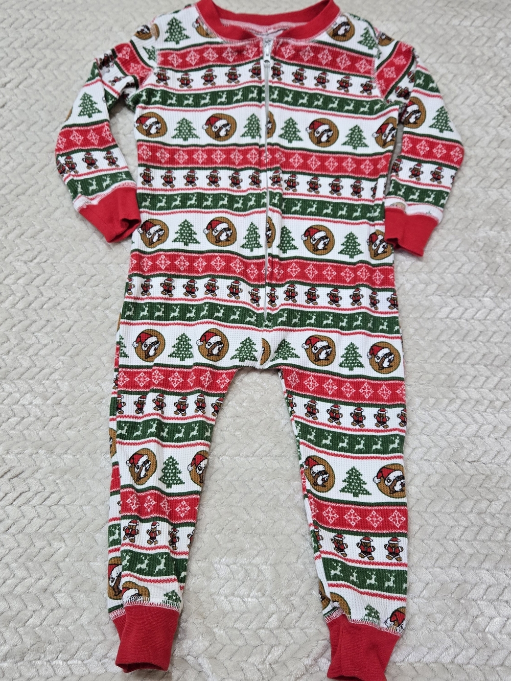 Buc-ee's Toddler 2T Beaver Christmas One Piece Pajamas Thermal Long Johns Zip